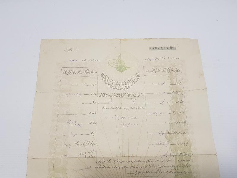 1. DÜNYA SAVAŞI ÇOK NADİR OSMANLICA SEFERBERLİK TERHİS BELGESİ 