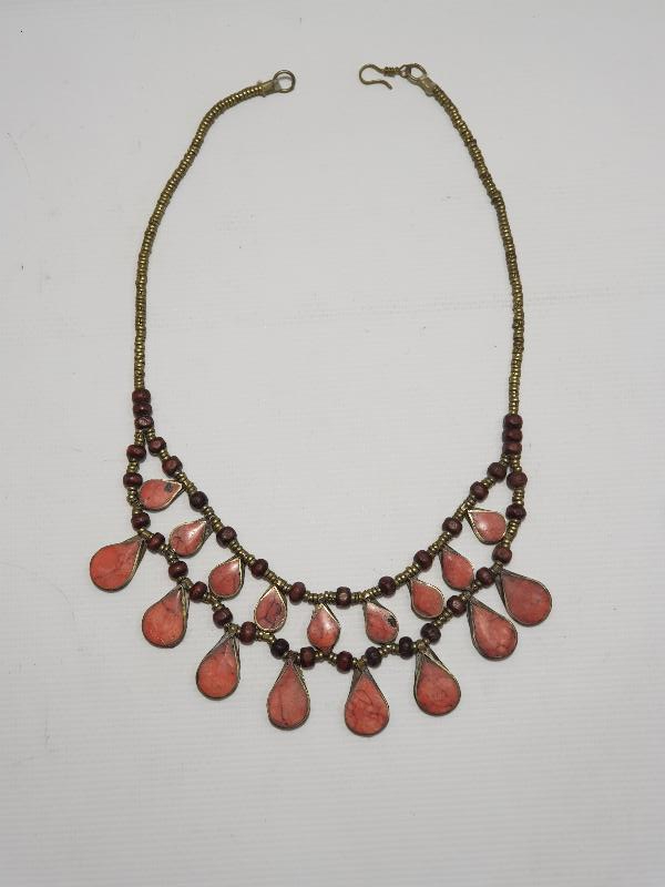 DOĞAL TAŞLARLA SÜSLÜ ESKİ TÜRKMEN GERDANLIK 