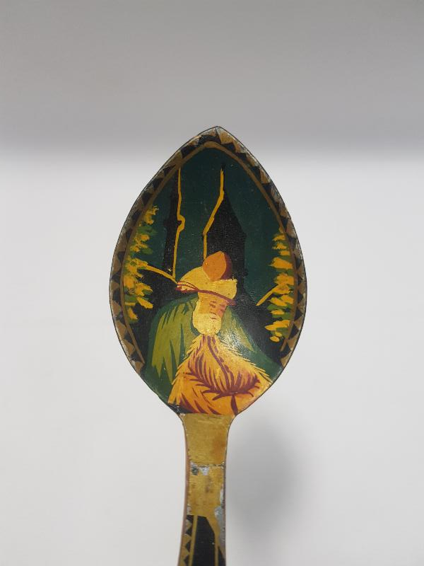 EL BOYAMA HAZRETİ MEVLANA GÖRSELLİ VE OSMANLICA YAZILI KONYA İŞİ AHŞAP KAŞIK 