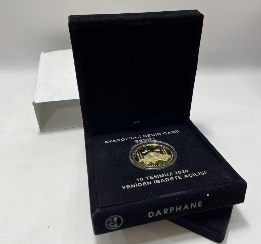 ORJİNAL KUTUSUNDA GÜMÜŞ AYASOFYA CAMİİ'NİN İBADETE AÇILIŞ HATIRASI