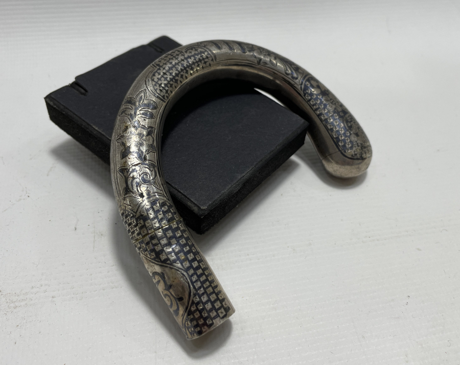 OSMANLI DÖNEMİ ÜZERİ OSMANLICA YAZILI SAVATLI GÜMÜŞ BASTON SAPI