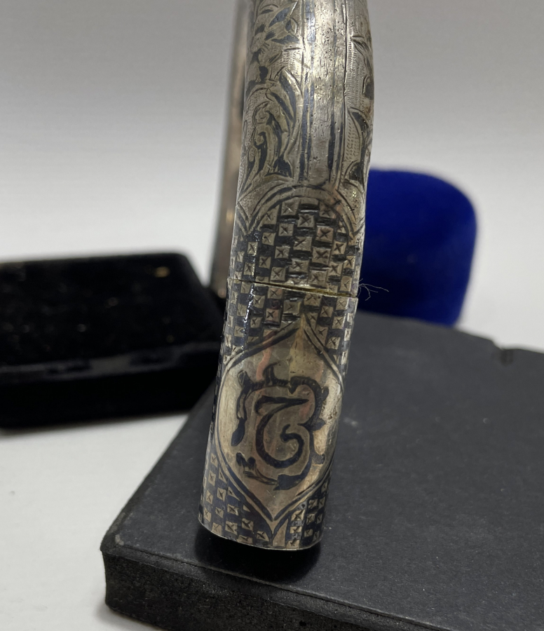 OSMANLI DÖNEMİ ÜZERİ OSMANLICA YAZILI SAVATLI GÜMÜŞ BASTON SAPI