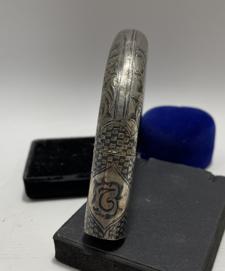 OSMANLI DÖNEMİ ÜZERİ OSMANLICA YAZILI SAVATLI GÜMÜŞ BASTON SAPI