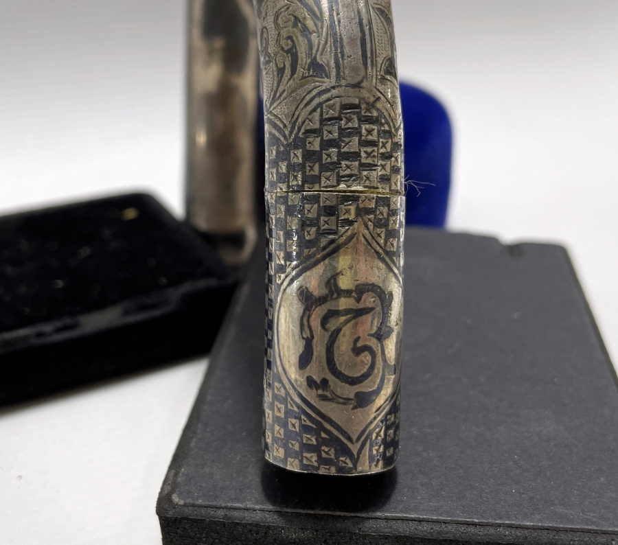 OSMANLI DÖNEMİ ÜZERİ OSMANLICA YAZILI SAVATLI GÜMÜŞ BASTON SAPI