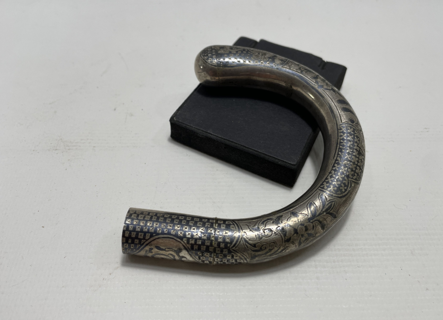 OSMANLI DÖNEMİ ÜZERİ OSMANLICA YAZILI SAVATLI GÜMÜŞ BASTON SAPI