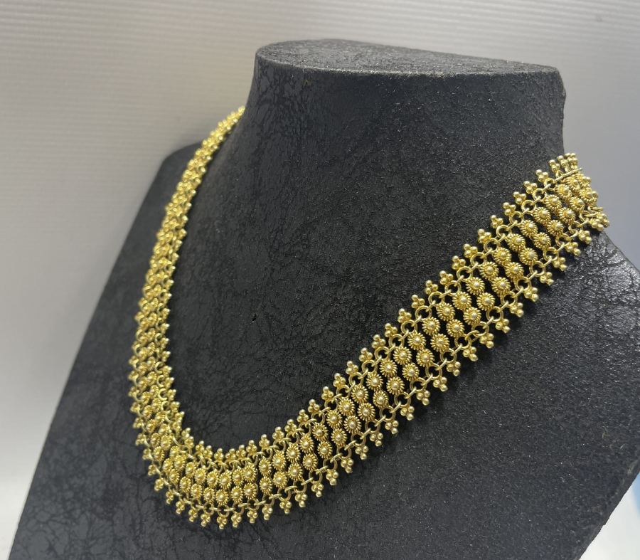 ÖZEL YAPIM EL İŞÇİLİĞİ GÜVERSE İŞÇİLİKLİ ALTIN KAPLAMA GÜMÜŞ GERDANLIK