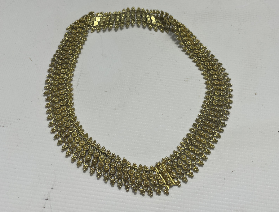 ÖZEL YAPIM EL İŞÇİLİĞİ GÜVERSE İŞÇİLİKLİ ALTIN KAPLAMA GÜMÜŞ GERDANLIK