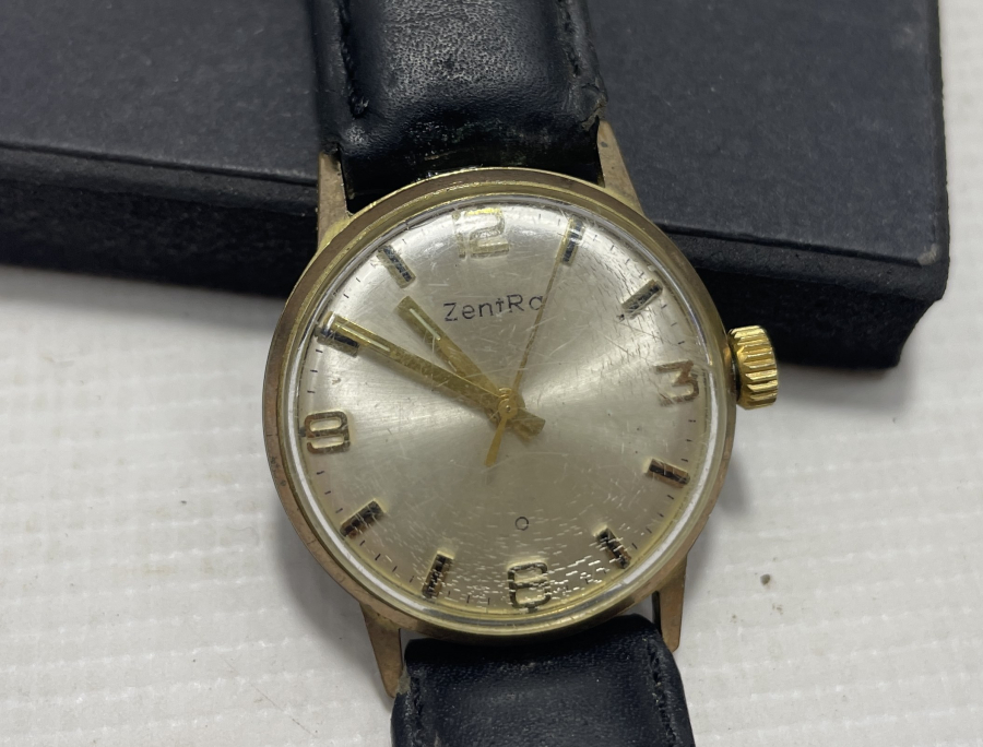 ALTIN KAPLAMA ZENTRA MARKA KURMALI ANTİKA KOL SAATİ