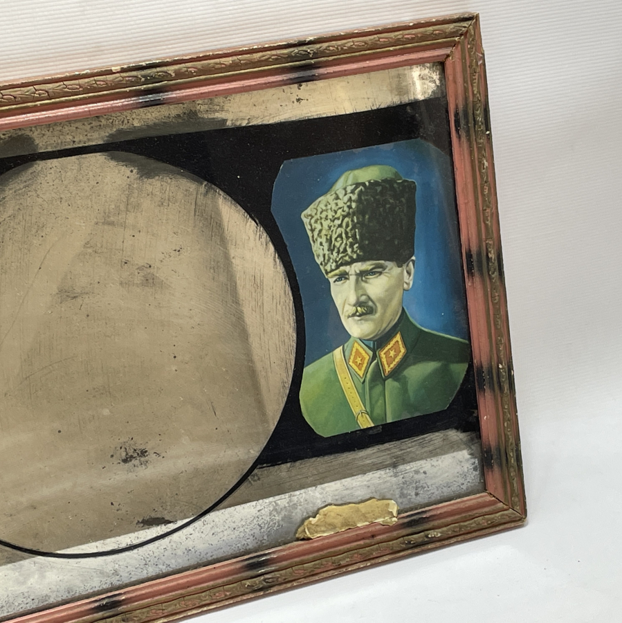 ATATÜRK VE FEVZİ ÇAKMAK PAŞA GÖRSELİ ANTİKA DUVAR AYNASI