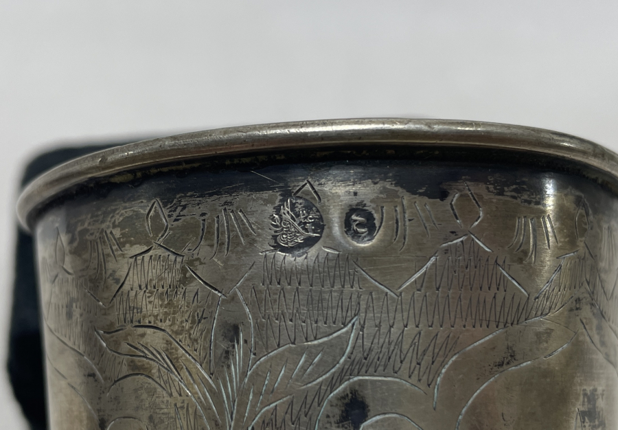 OSMANLI DÖNEMİ ÜZERİ DEVLET ARMALI VE TUĞRALI GÜMÜŞ SU BARDAĞI