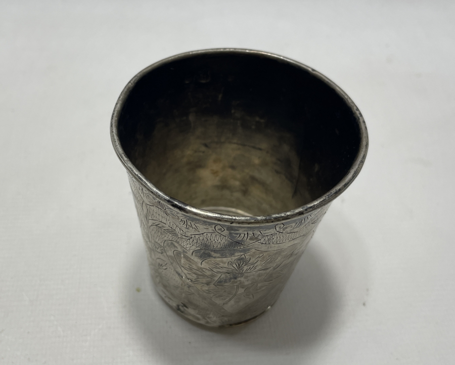 OSMANLI DÖNEMİ ÜZERİ DEVLET ARMALI VE TUĞRALI GÜMÜŞ SU BARDAĞI