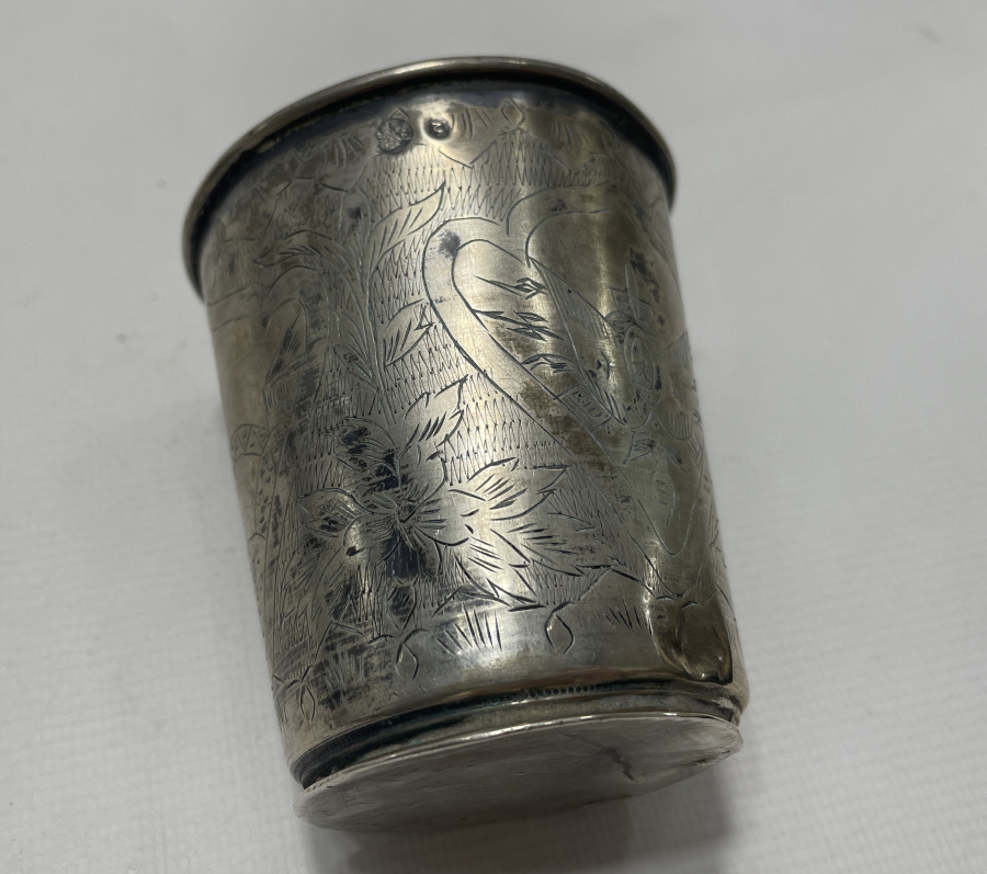 OSMANLI DÖNEMİ ÜZERİ DEVLET ARMALI VE TUĞRALI GÜMÜŞ SU BARDAĞI