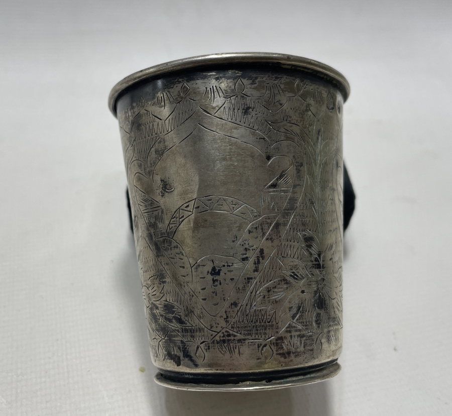 OSMANLI DÖNEMİ ÜZERİ DEVLET ARMALI VE TUĞRALI GÜMÜŞ SU BARDAĞI