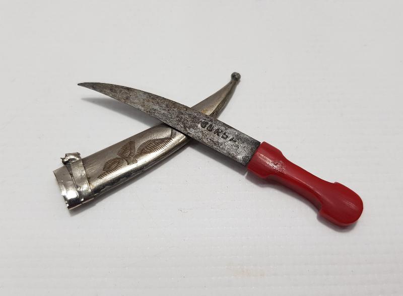 BURSA İŞİ KEHRİBAR SAPLI KOLEKSİYONLUK MİNİ HANÇER 