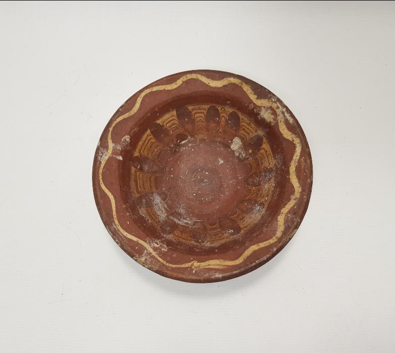 CUMHURİYET İLK DÖNEM AKITMA DESENLİ KINIK TABAK  