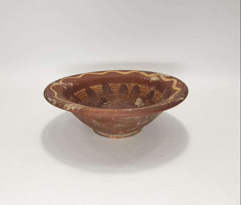 CUMHURİYET İLK DÖNEM AKITMA DESENLİ KINIK TABAK  