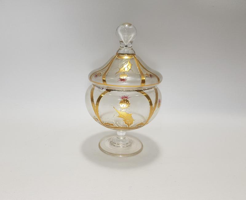 OSMANLI DÖNEMİ ALTIN YALDIZ İŞLEMELİ KRİSTAL BONBONİYER