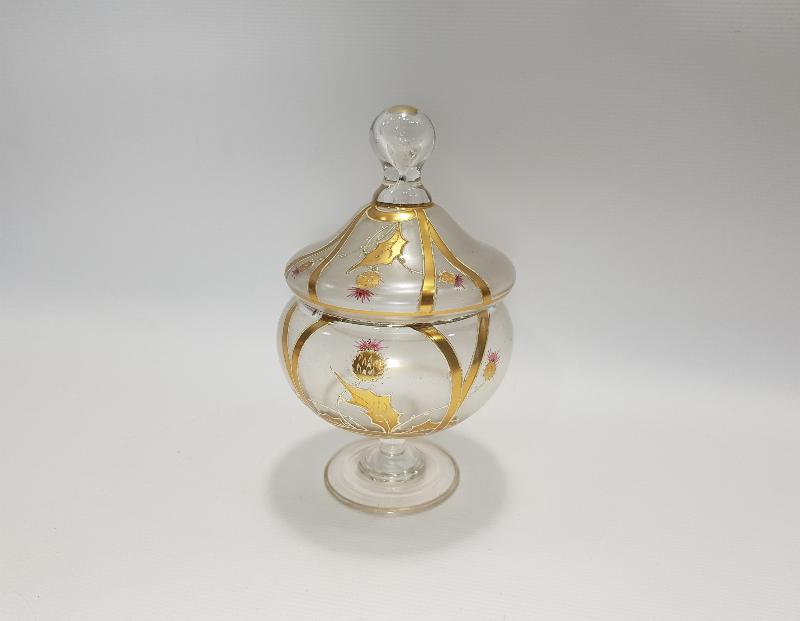 OSMANLI DÖNEMİ ALTIN YALDIZ İŞLEMELİ KRİSTAL BONBONİYER