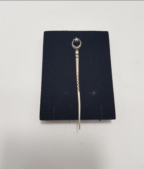 OSMANLI DÖNEMİ AY YILDIZLI GÜMÜŞ SAÇ İĞNESİ - NADİR 