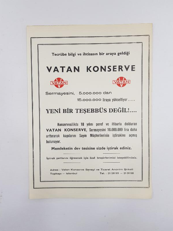 1960'LARDAN VATAN KONSERVE AFİŞİ