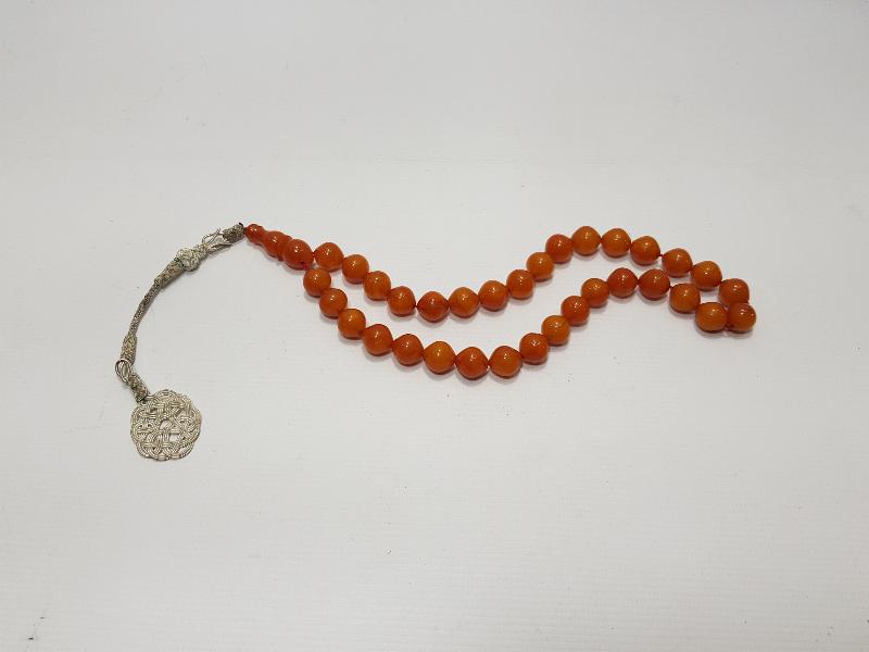 GÜMÜŞ KAZAZ SALLAMALI KEHRİBAR TESPİH