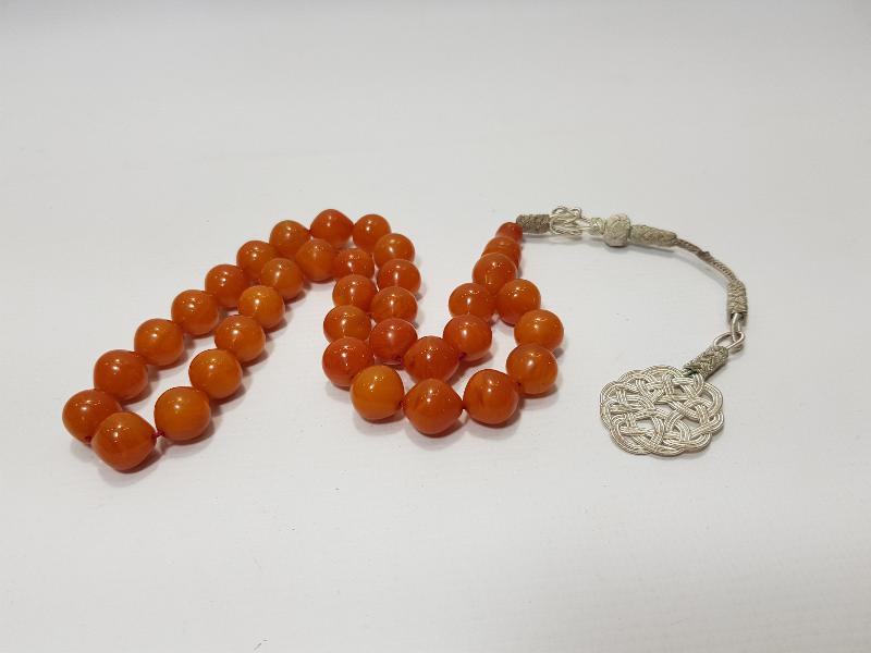 GÜMÜŞ KAZAZ SALLAMALI KEHRİBAR TESPİH