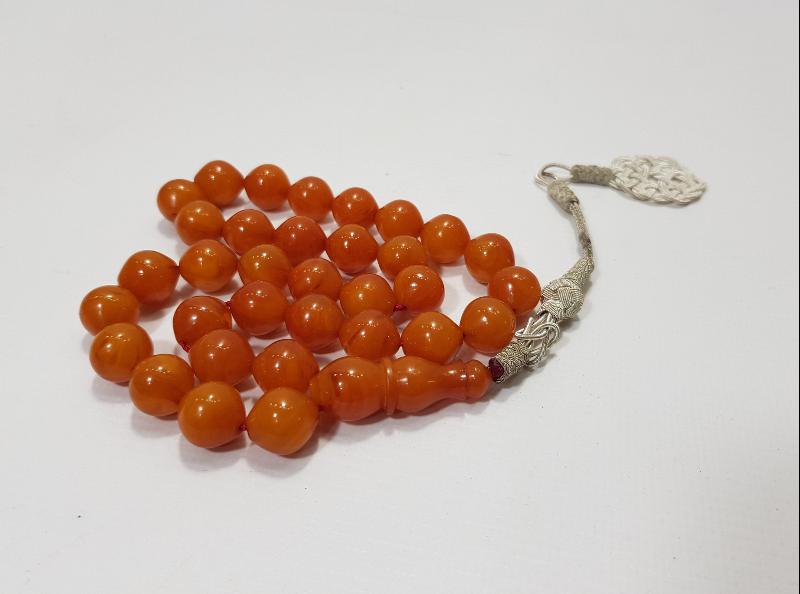 GÜMÜŞ KAZAZ SALLAMALI KEHRİBAR TESPİH