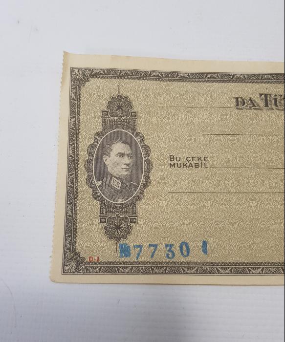 MUSTAFA KEMAL ATATÜRK RESİMLİ İŞ BANKASI ÇEK