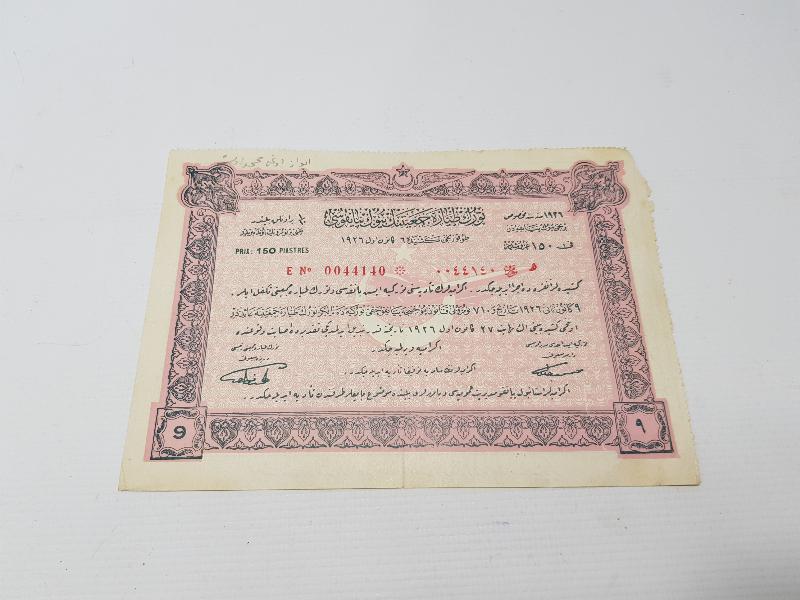 TÜRKİYE CUMHURİYETİ'NİN İLK PİYANGO BİLETİ