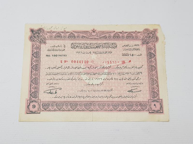 TÜRKİYE CUMHURİYETİ'NİN İLK PİYANGO BİLETİ