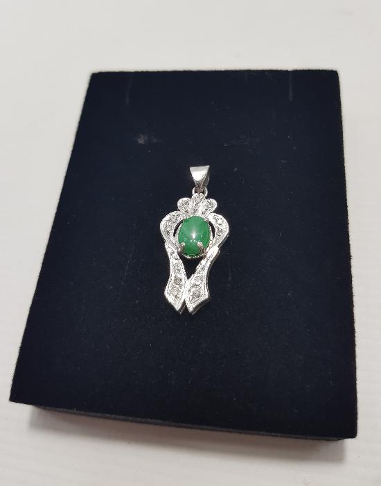 ZÜMRÜT TAŞLI PIRLANTA KOLYE UCU