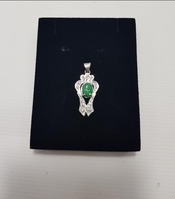 ZÜMRÜT TAŞLI PIRLANTA KOLYE UCU