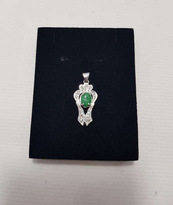 ZÜMRÜT TAŞLI PIRLANTA KOLYE UCU