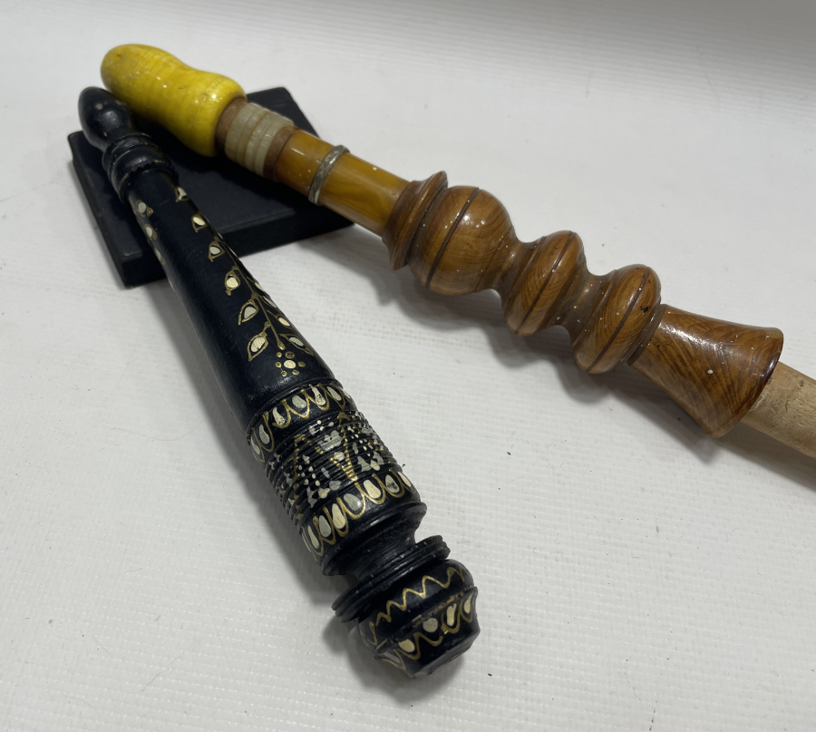 ANTİKA 2 ADET AHŞAP VE KATALİN MARPUÇ LOTU