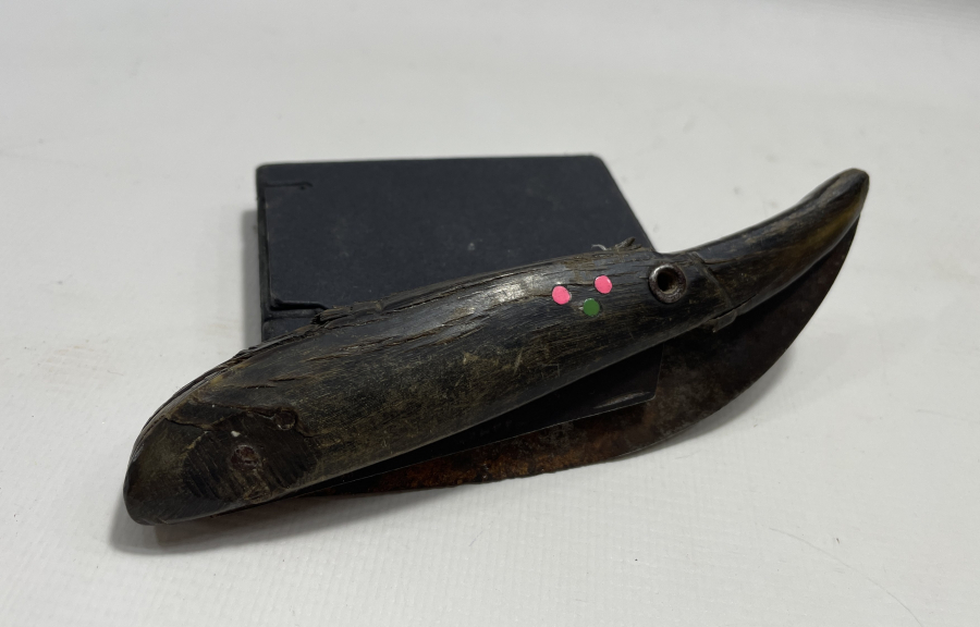 BOYNUZ SAPLI VE HAYVAN FİGÜRLÜ NADİR ANTİKA BAĞ BIÇAĞI - AŞI BIÇAĞI