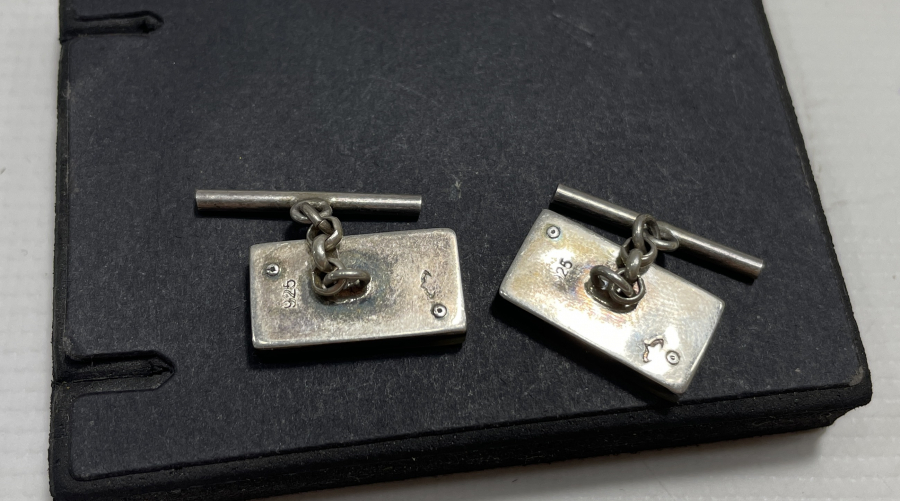 EL YAPIMI ANTİKA GÜMÜŞ KOL DÜĞMELERİ