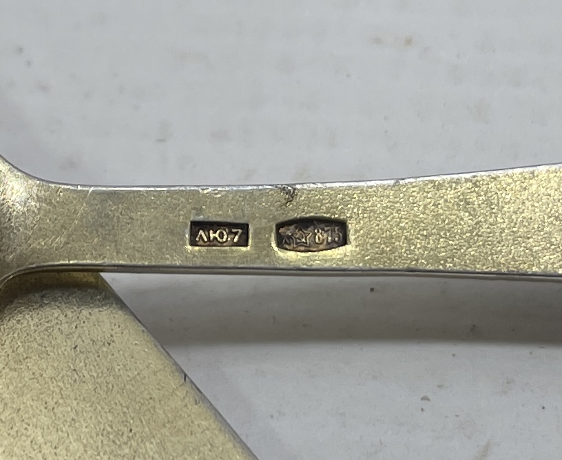 ORJİNAL KUTUSUNDA MİNELİ RUS GÜMÜŞÜ TATLI KAŞIĞI TAKIMI