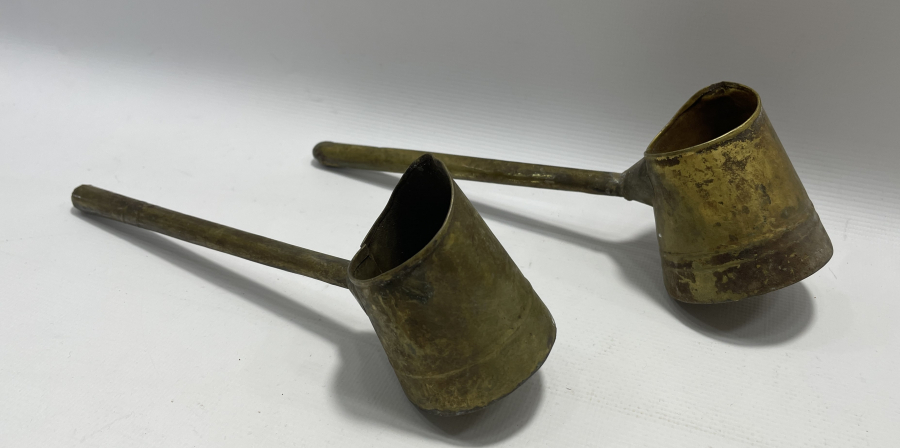 OSMANLI DÖNEMİ SÜLEYMANİYE İŞİ 2 ADET KAHVECİ CEZVESİ