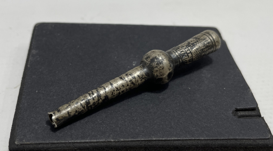 OSMANLI DÖNEMİ ÜZERİ KALEM İŞÇİLİKLİ GÜMÜŞ NARGİLE MARPUCU