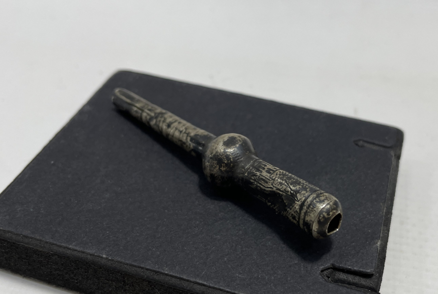 OSMANLI DÖNEMİ ÜZERİ KALEM İŞÇİLİKLİ GÜMÜŞ NARGİLE MARPUCU