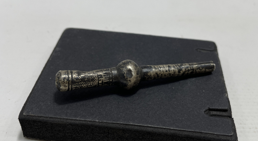 OSMANLI DÖNEMİ ÜZERİ KALEM İŞÇİLİKLİ GÜMÜŞ NARGİLE MARPUCU