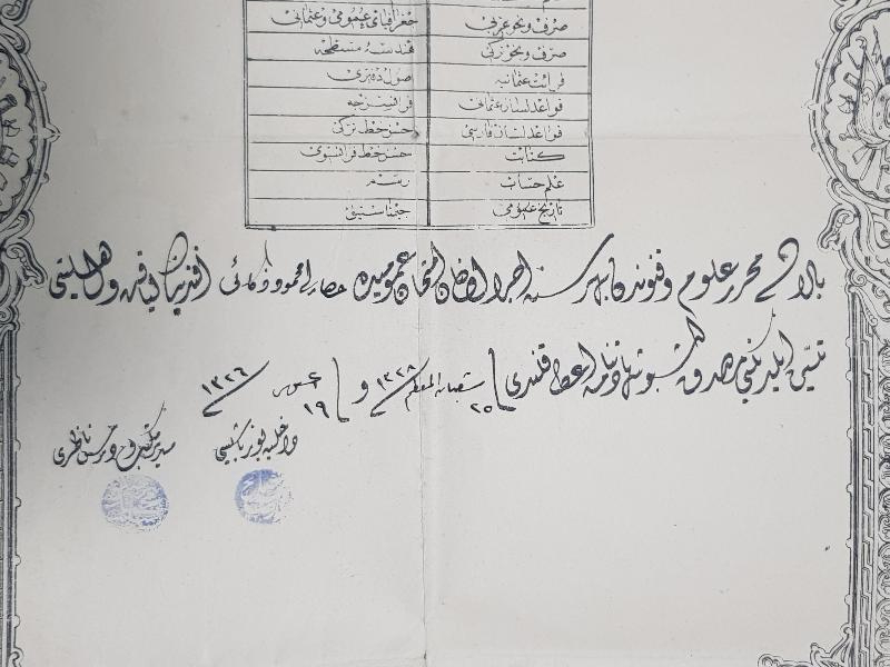 OSMANLI HARP OKULU DİPLOMASI 