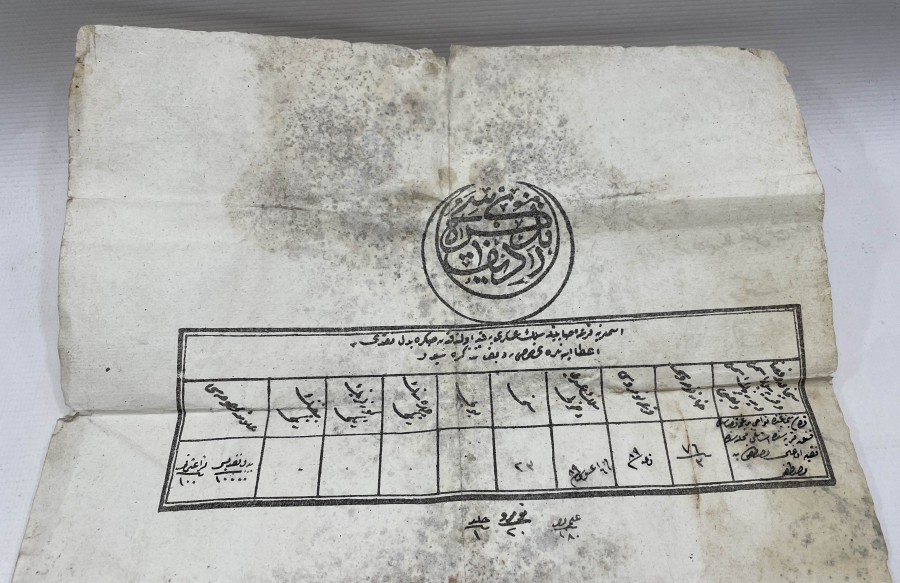 ABDÜLAZİZ HAN DÖNEMİ ÇOK NADİR DEV BOYDA  ASKERİ TERHİS BELGESİ