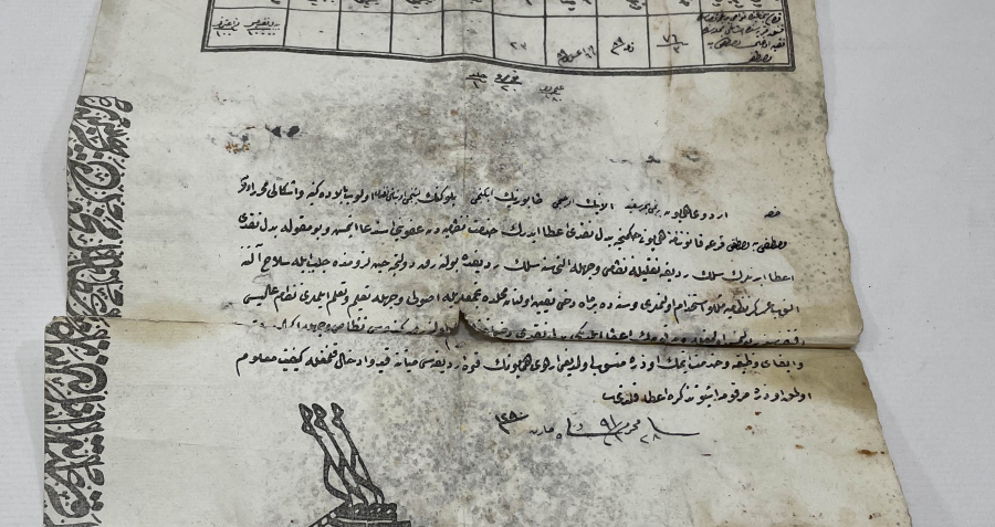 ABDÜLAZİZ HAN DÖNEMİ ÇOK NADİR DEV BOYDA  ASKERİ TERHİS BELGESİ