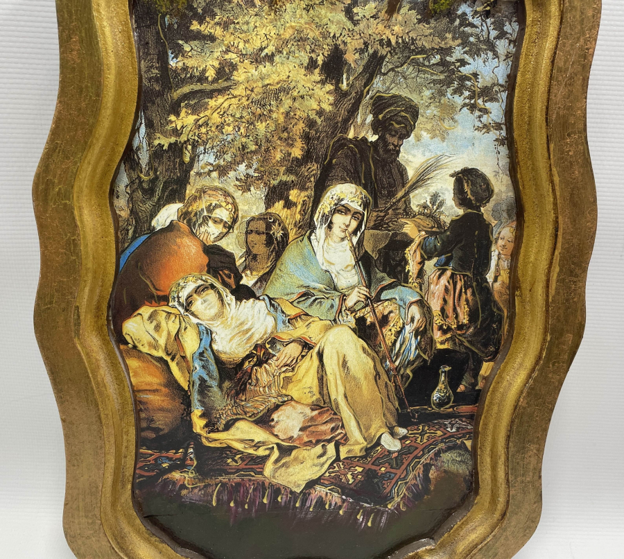 AVRUPA YAPIMI ANTİKA ORYANTALİST AHŞAP DUVAR TEPSİSİ