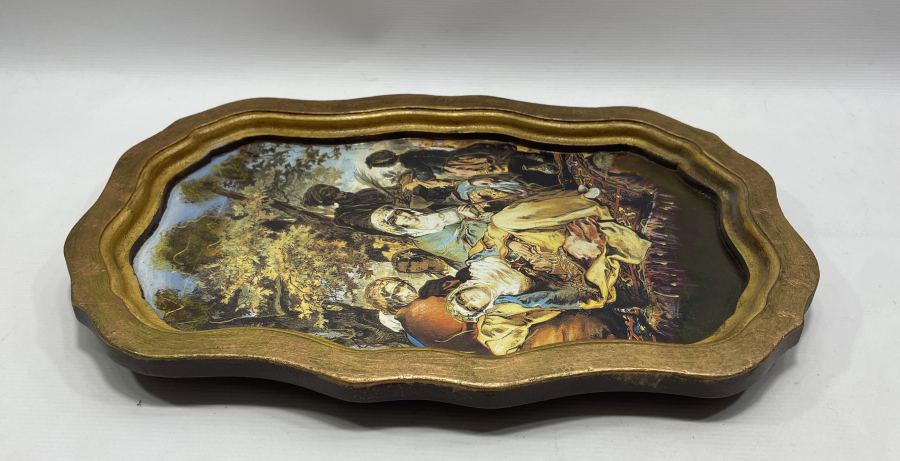 AVRUPA YAPIMI ANTİKA ORYANTALİST AHŞAP DUVAR TEPSİSİ