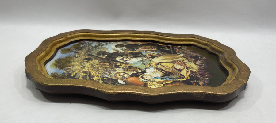 AVRUPA YAPIMI ANTİKA ORYANTALİST AHŞAP DUVAR TEPSİSİ