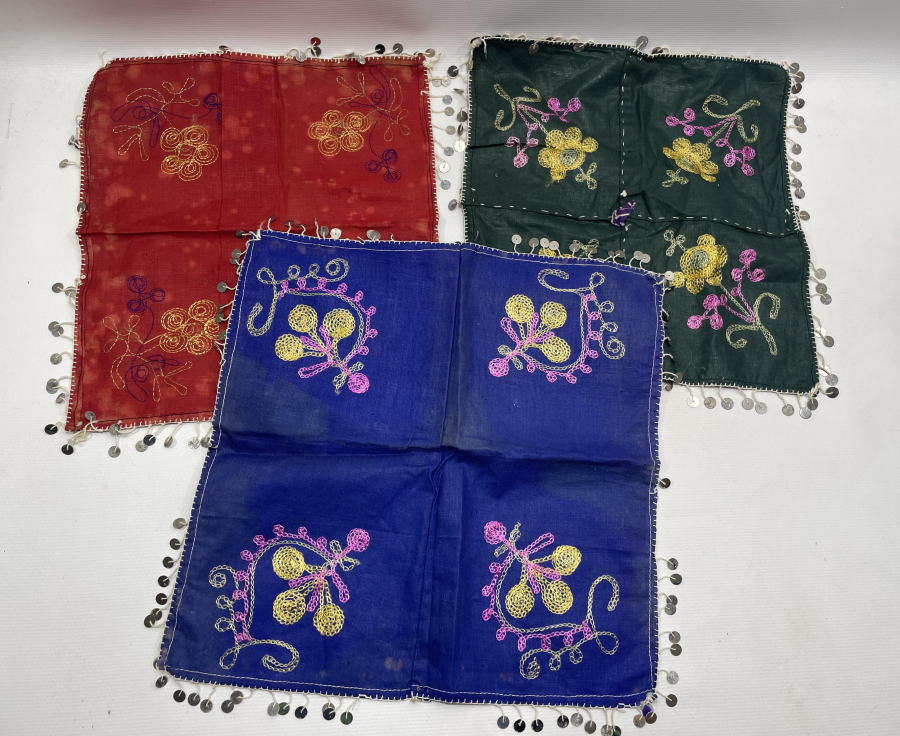 OSMANLI DÖNEMİ SUZANİ İŞÇİLİKLİ 3 ADET GELİN ÇEVRESİ