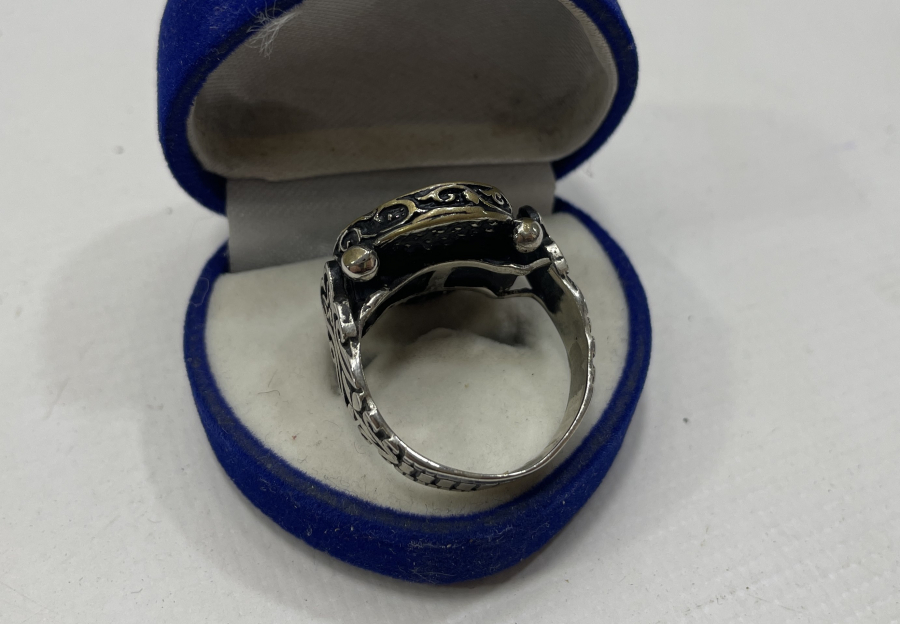 ÜZERİ VAV HARFLİ GÜMÜŞ YÜZÜK