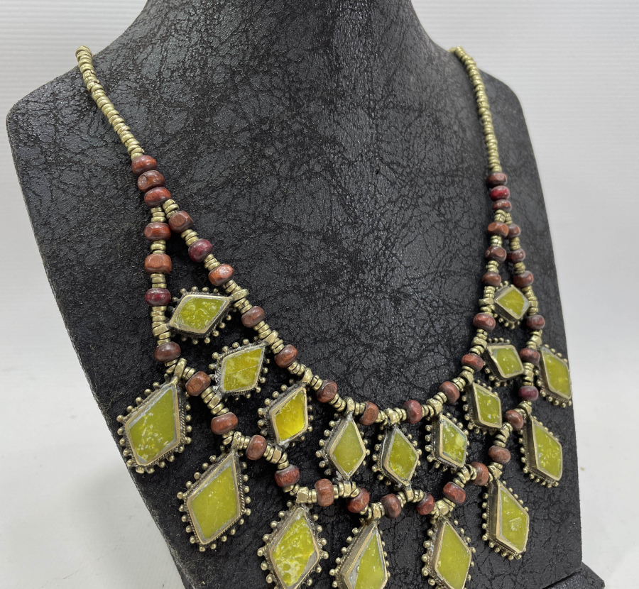 DOĞAL TAŞLI ANTİKA TÜRKMEN İŞİ GERDANLIK